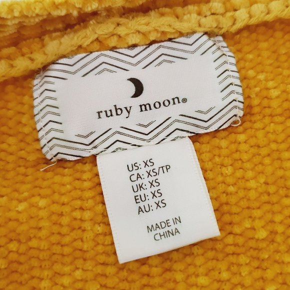 ANTHRO RUBY MOON Mustard Yellow Chenille Cropped Crossover V-Neck Trendy Sweater - Picture 5 of 9